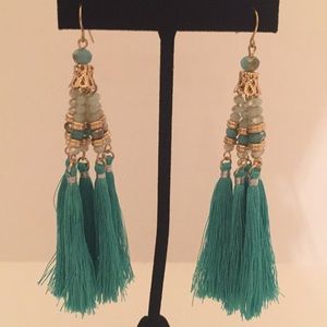 Boho Tassel Dangle Earrings W/ Iridescent Beads